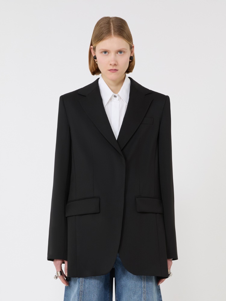 Blazer sartoriale in lana con retro in plissé - NERO - Max Mara - 2