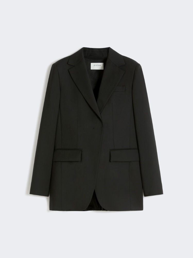 Tailored wool blazer with pleated back - BLACK - Max Mara