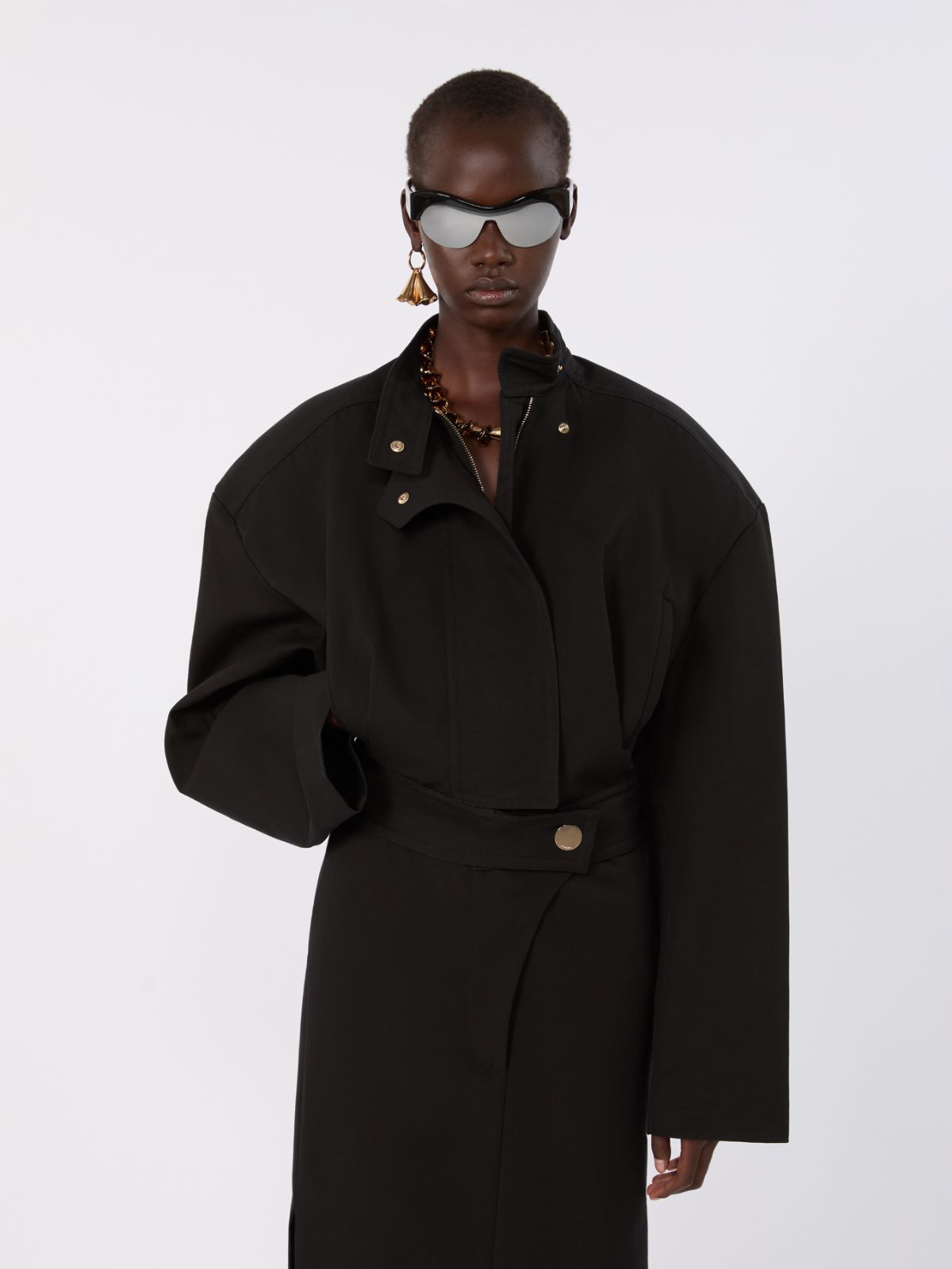 Oversize-Bomberjacke aus Baumwolle - SCHWARZ - Max Mara - 4