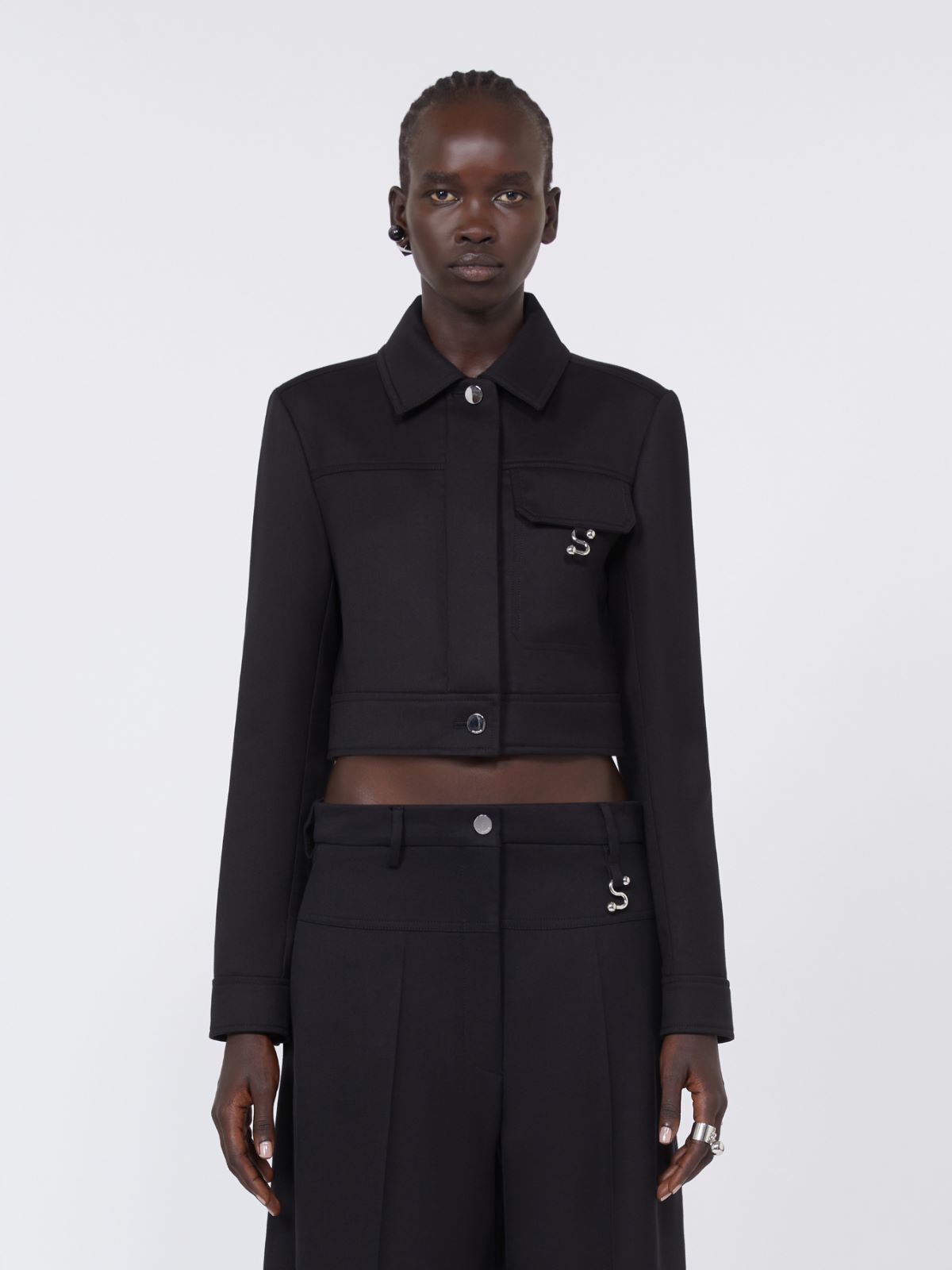 Short washed gabardine jacket - BLACK - Max Mara - 2