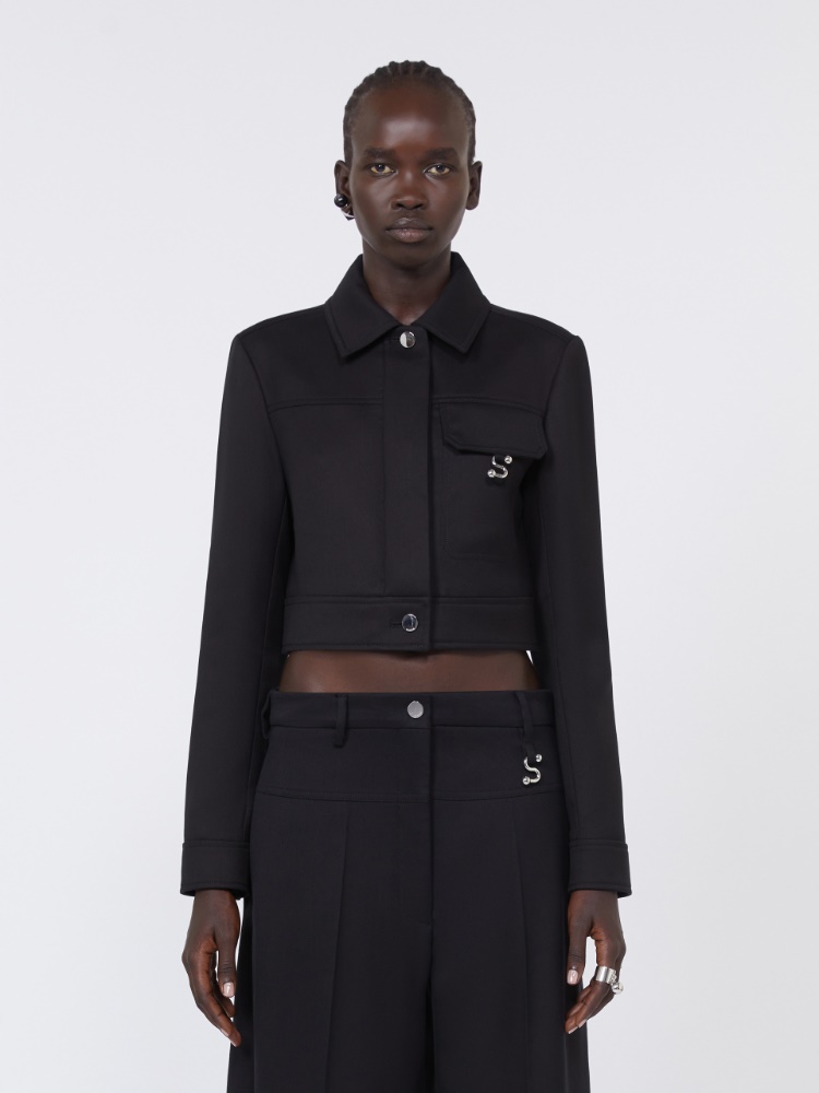 Short washed gabardine jacket - BLACK - Max Mara - 2