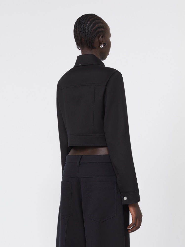 Short washed gabardine jacket - BLACK - Max Mara - 3