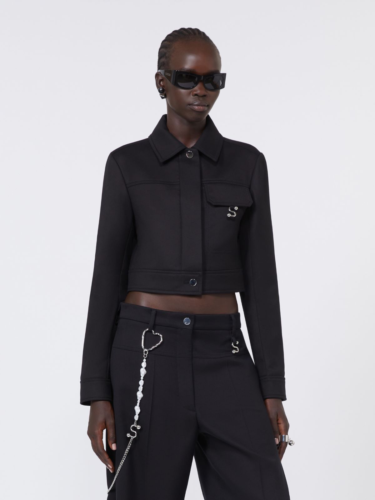 Short washed gabardine jacket - BLACK - Max Mara - 4