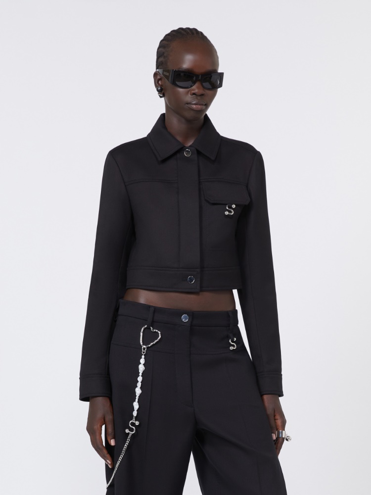Short washed gabardine jacket - BLACK - Max Mara - 4