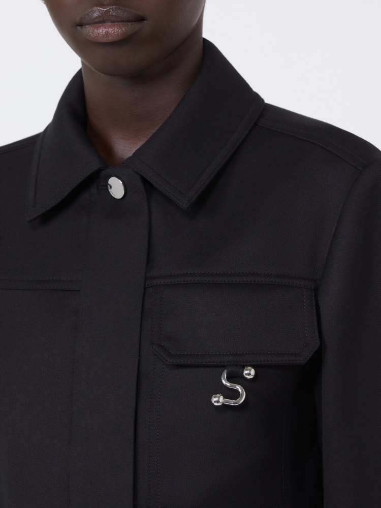 Short washed gabardine jacket - BLACK - Max Mara - 5