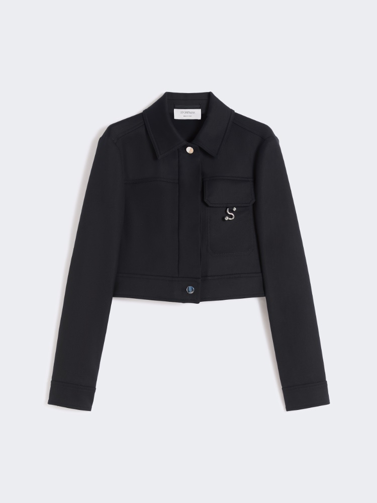 Short washed gabardine jacket - BLACK - Max Mara
