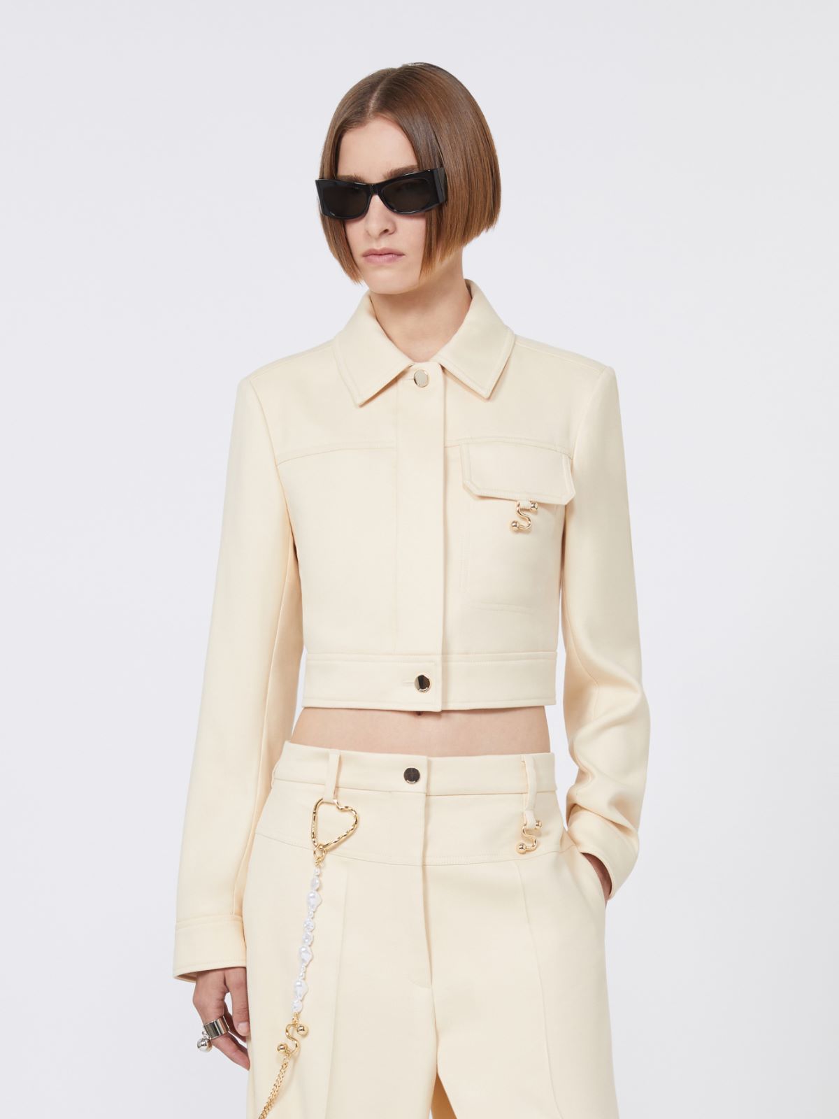 Short washed gabardine jacket - VANILLA - Max Mara - 4