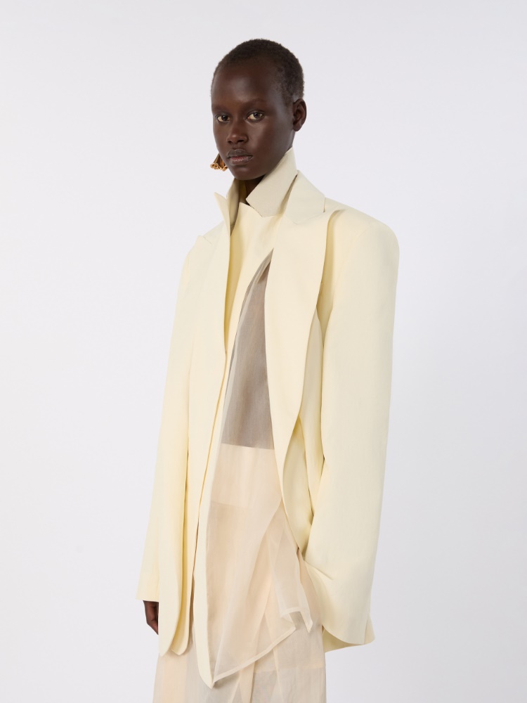 Viscose-blend double-collar blazer - LIGHT YELLOW - Max Mara - 4