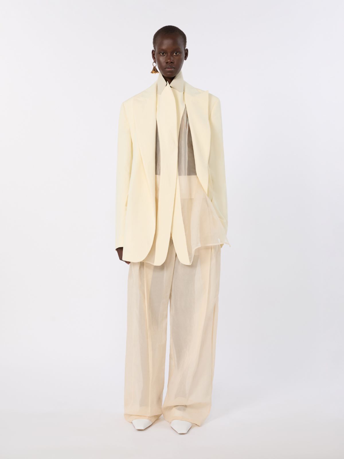 Viscose-blend double-collar blazer + LIGHT YELLOW - Max Mara