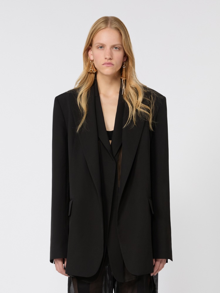 Viscose-blend double-collar blazer - BLACK - Max Mara - 2