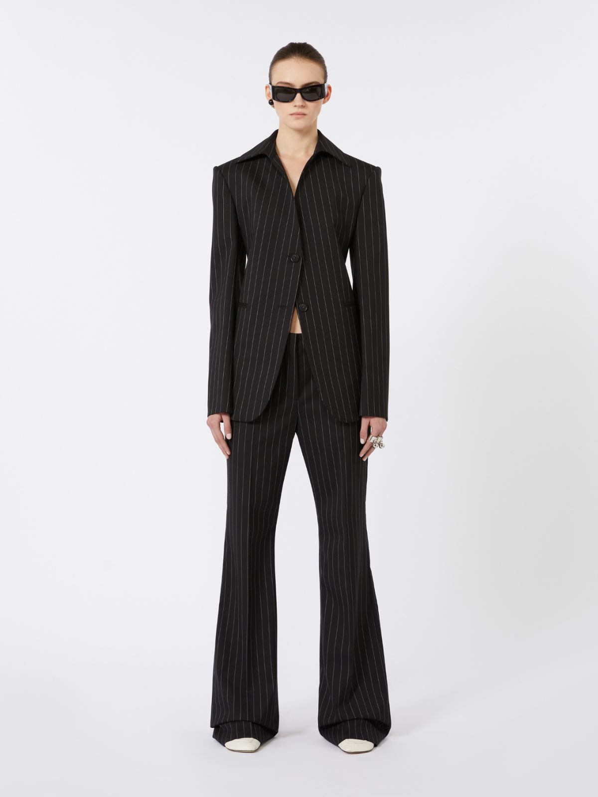 Slim-fit stretch gabardine blazer + BLACK - Max Mara