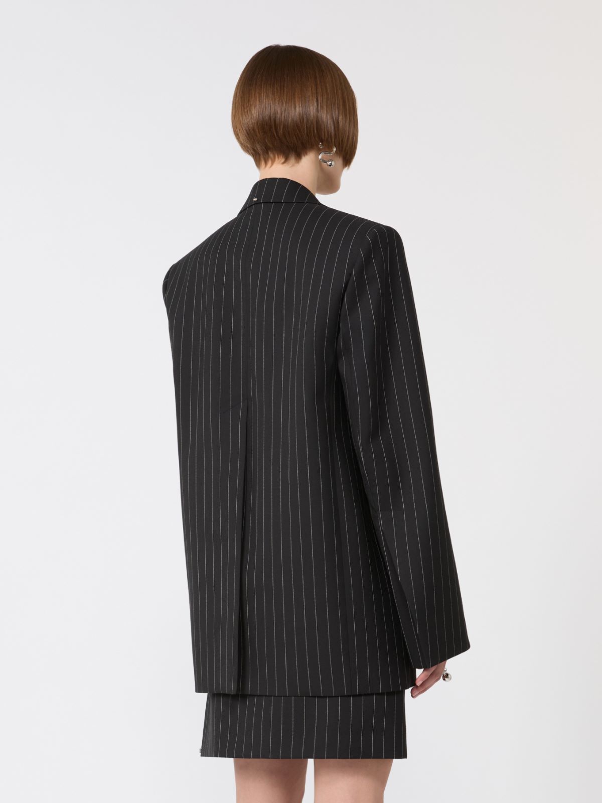 Pinstripe gabardine tailored blazer - BLACK - Max Mara - 6