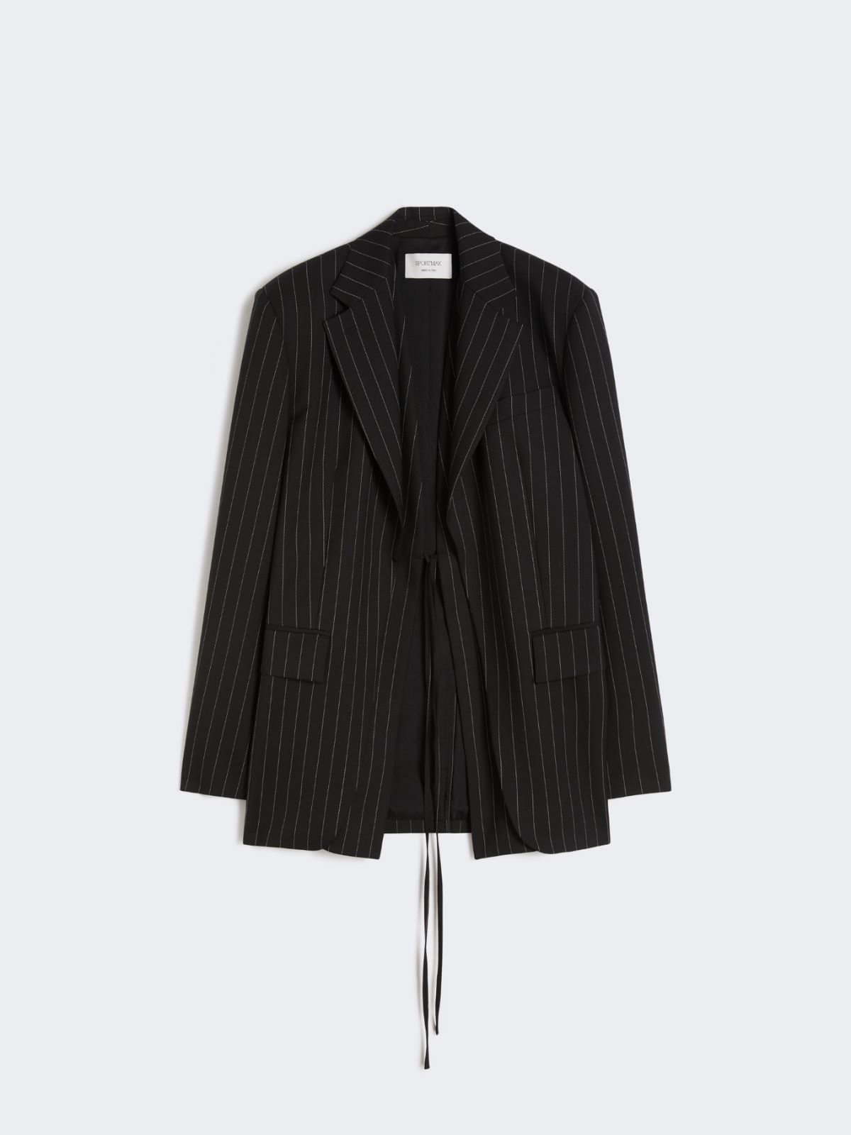 Pinstripe gabardine tailored blazer - BLACK - Max Mara - 11