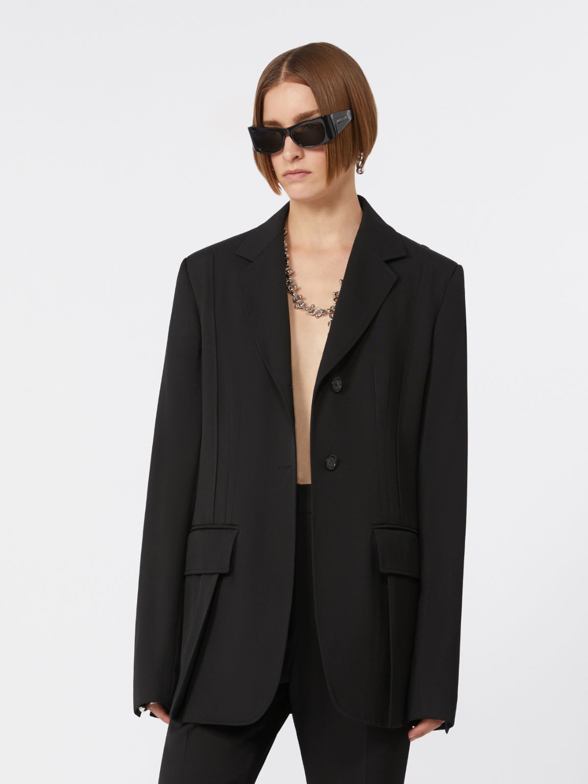 Taillierter Blazer mit doppelten Abnähern - SCHWARZ - Max Mara - 4