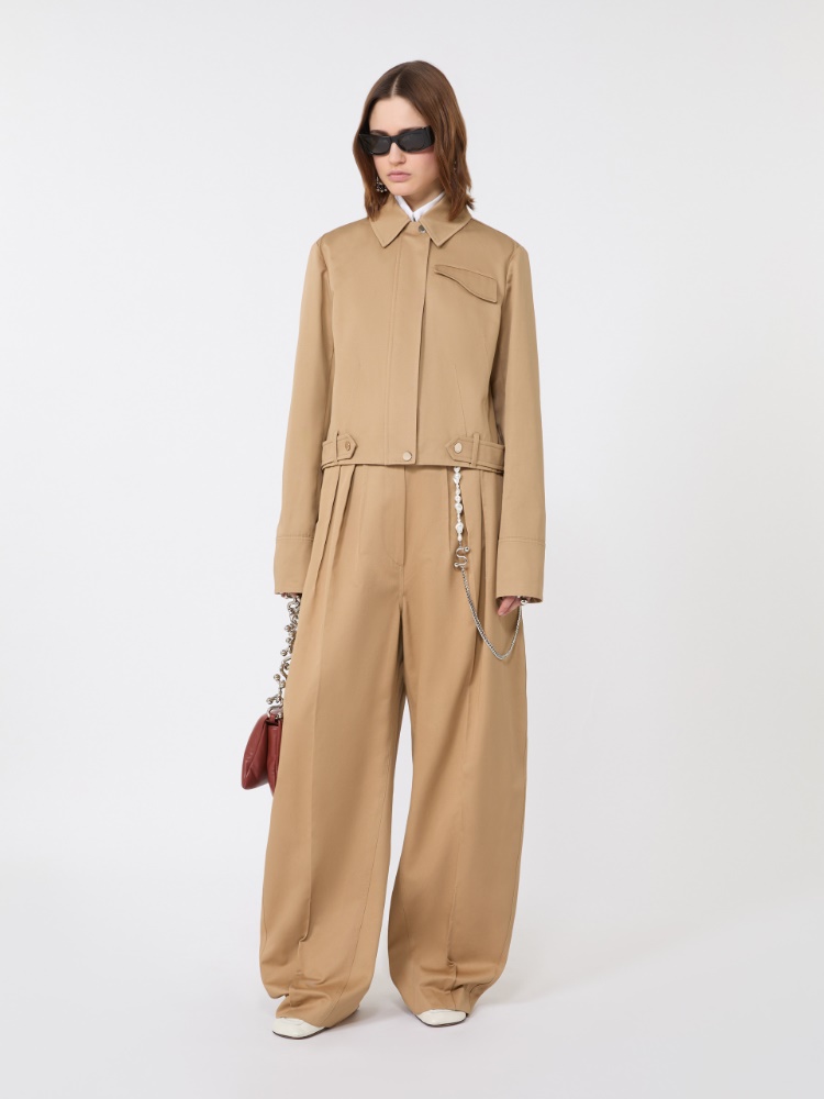 Boxy cotton jacket - BISCUIT
