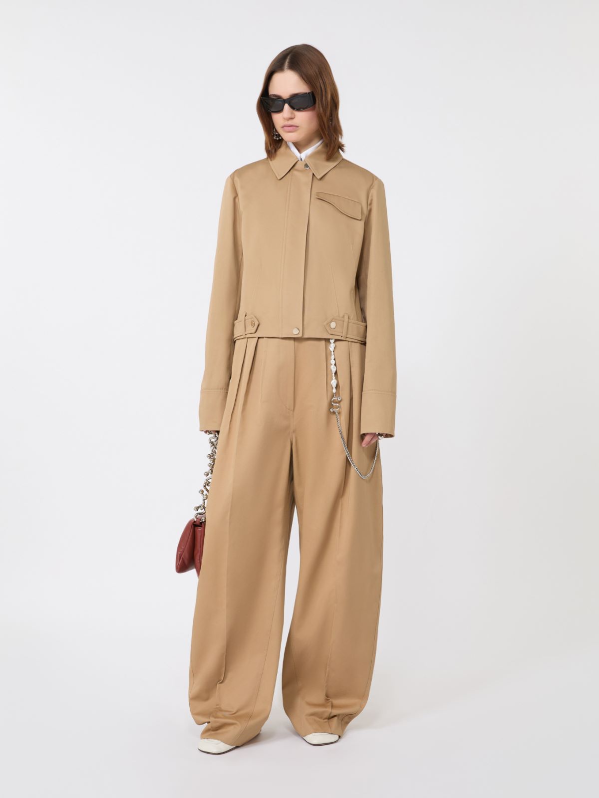 Boxy cotton jacket - BISCUIT