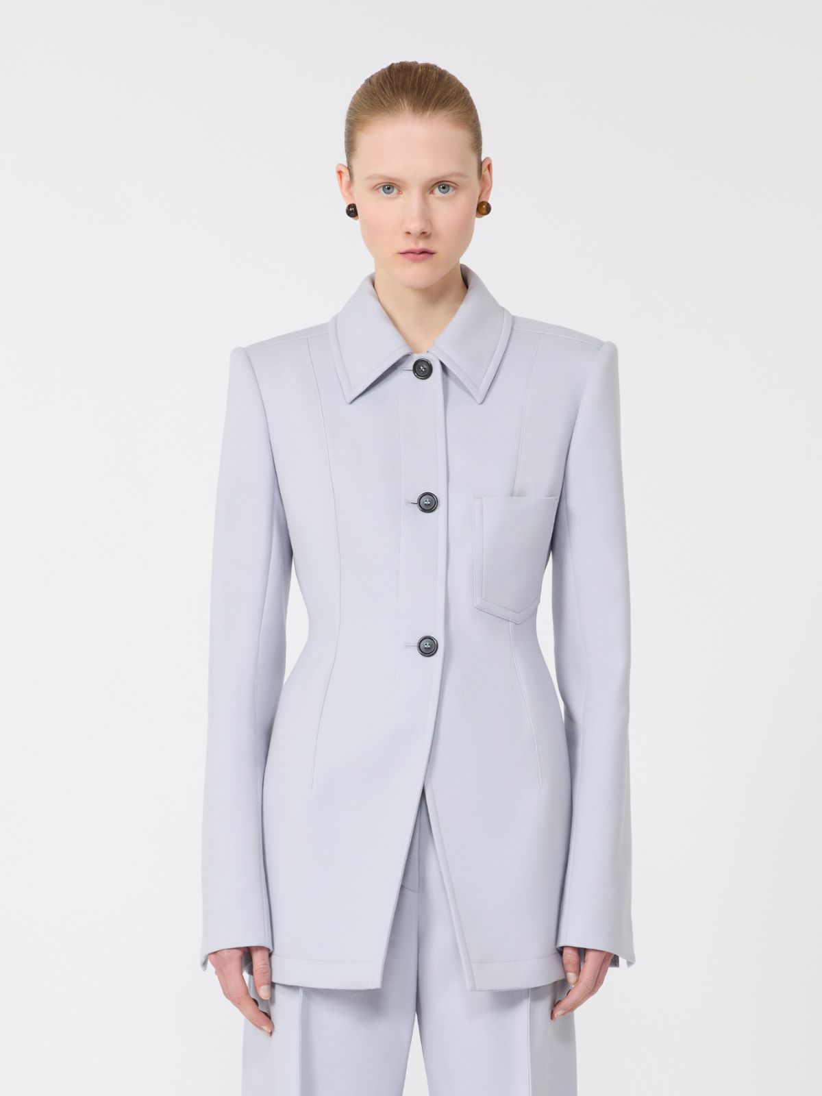 Fitted gabardine shirt jacket - MEDIUM GREY - Max Mara - 5