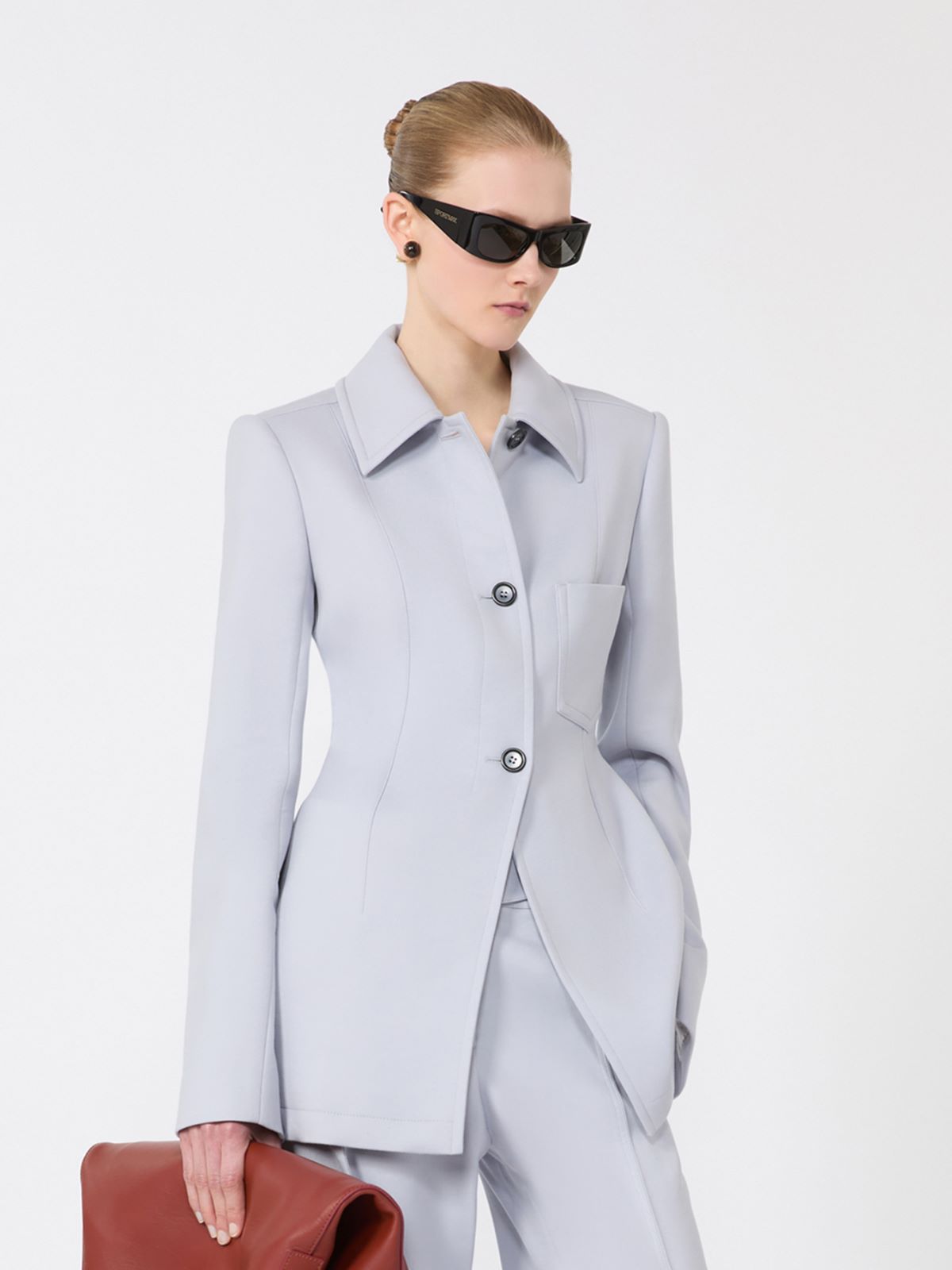 Fitted gabardine shirt jacket - MEDIUM GREY - Max Mara - 6