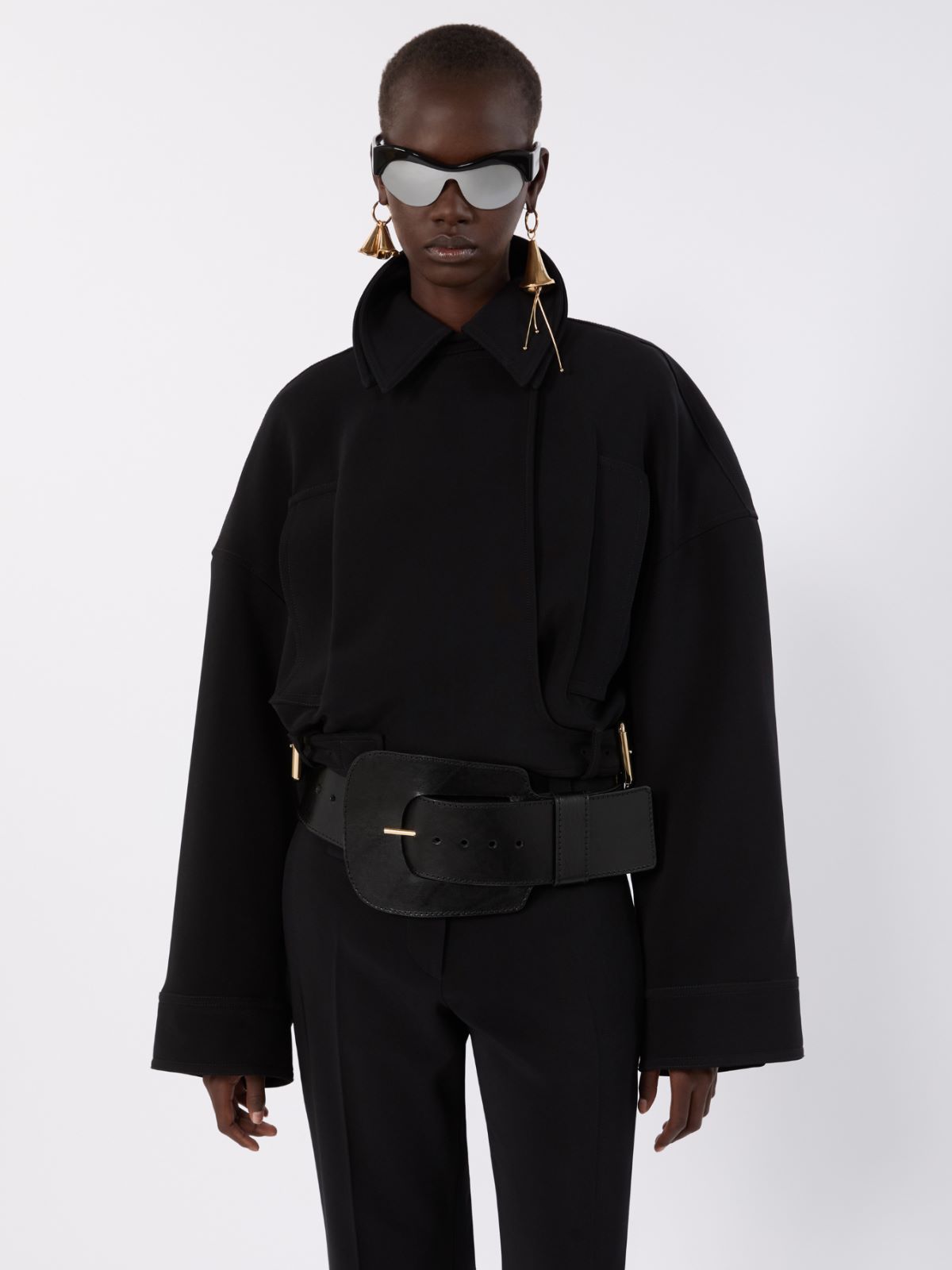 Viscose cady cropped jacket - BLACK - Max Mara - 4