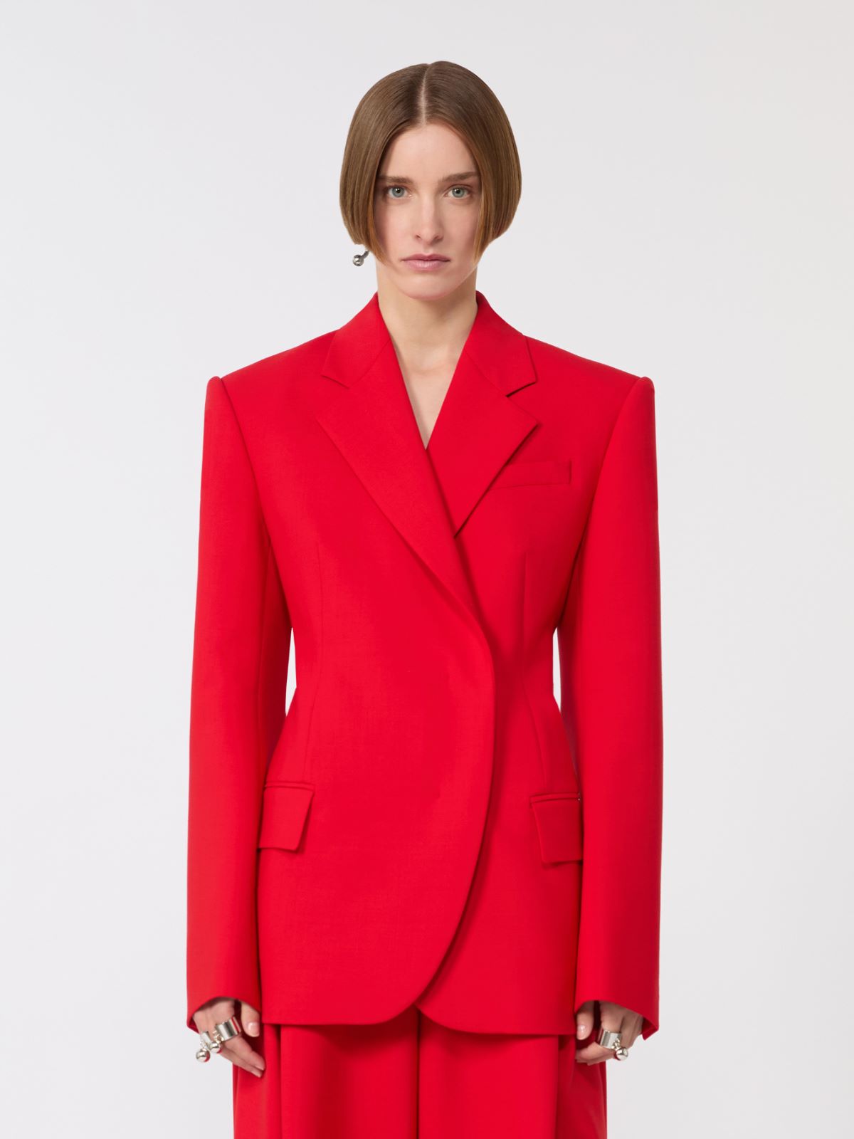 Doppelreihiger Blazer aus Wollstretch - ROT - Max Mara - 6