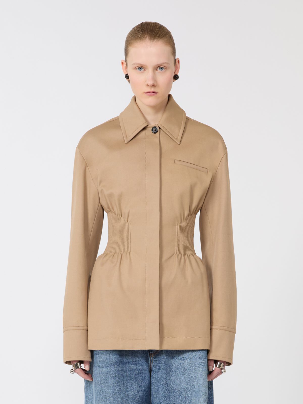 Giacca camicia in gabardina con ricamo - CAMMELLO - Max Mara - 2