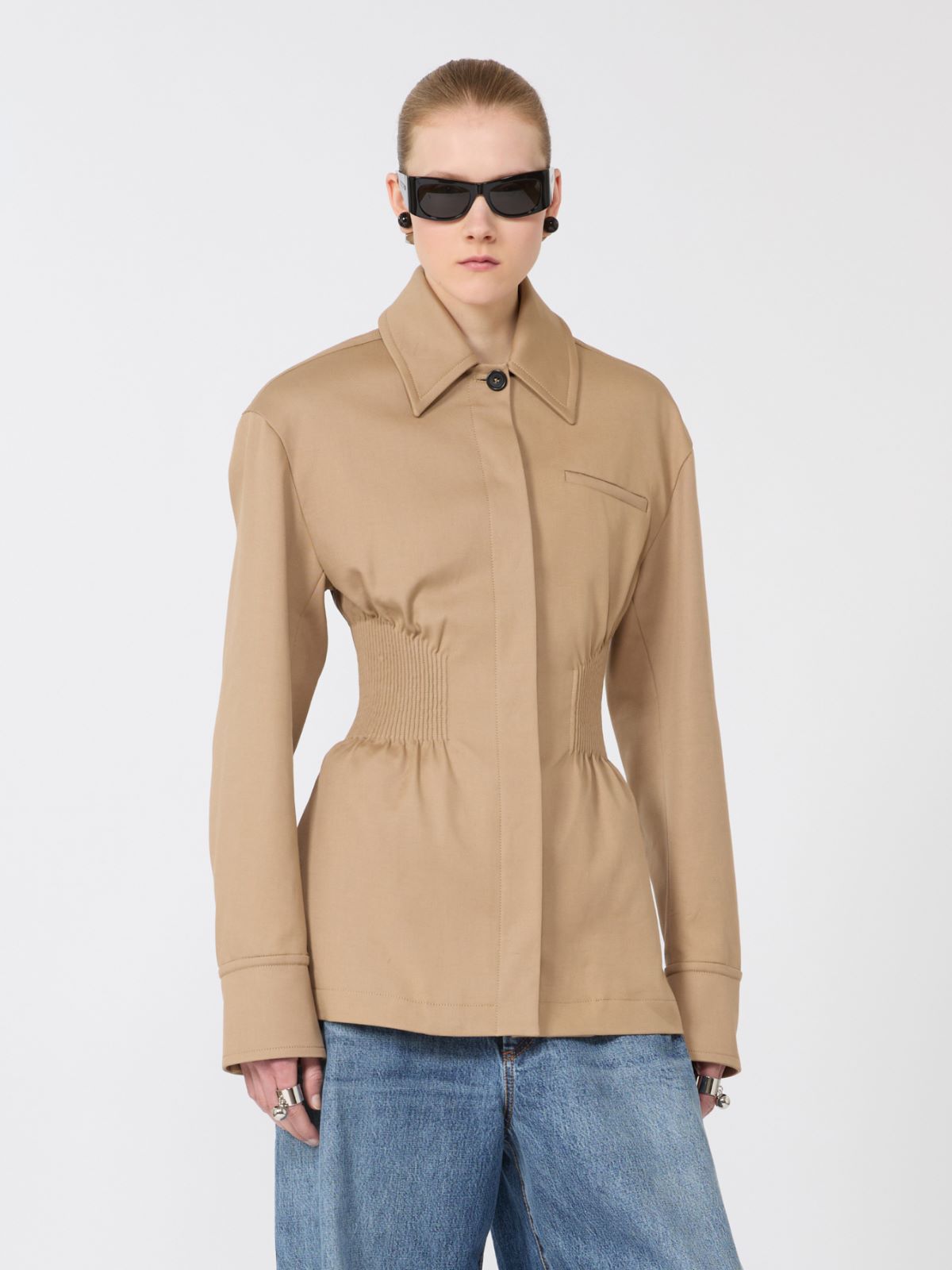 Giacca camicia in gabardina con ricamo - CAMMELLO - Max Mara - 4