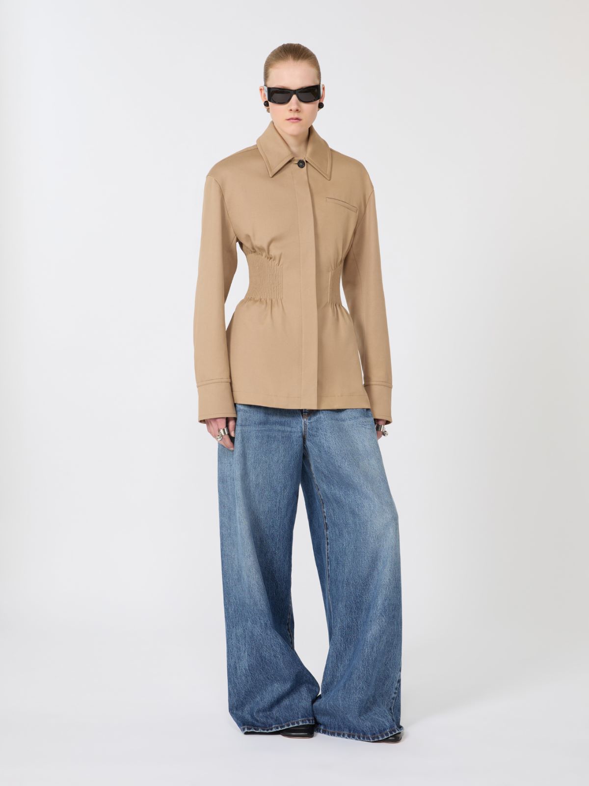Gabardine shirt jacket with embroidery - CAMEL - Max Mara