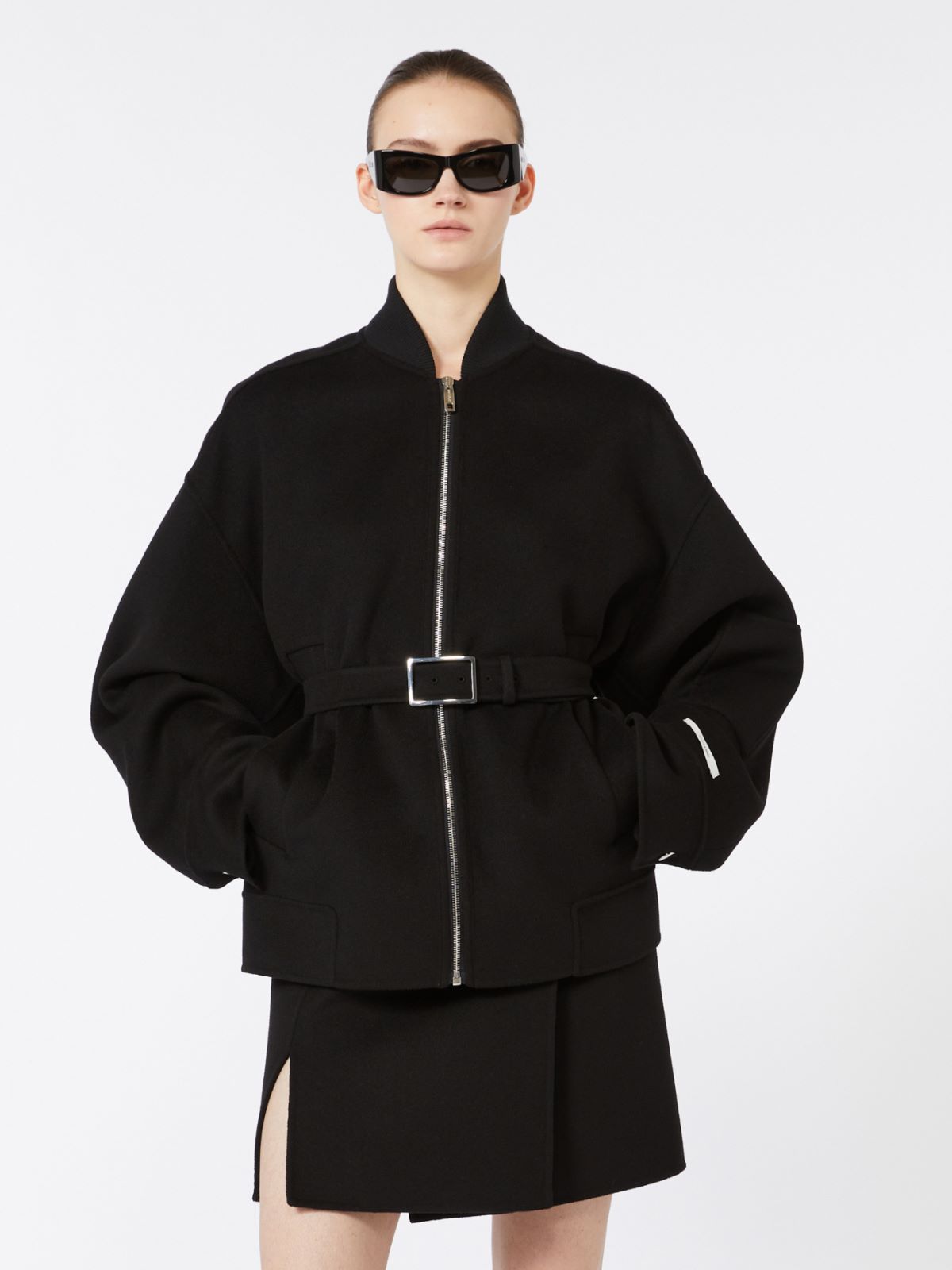 Blouson bomber surdimensionné en laine - NOIR - Max Mara - 6