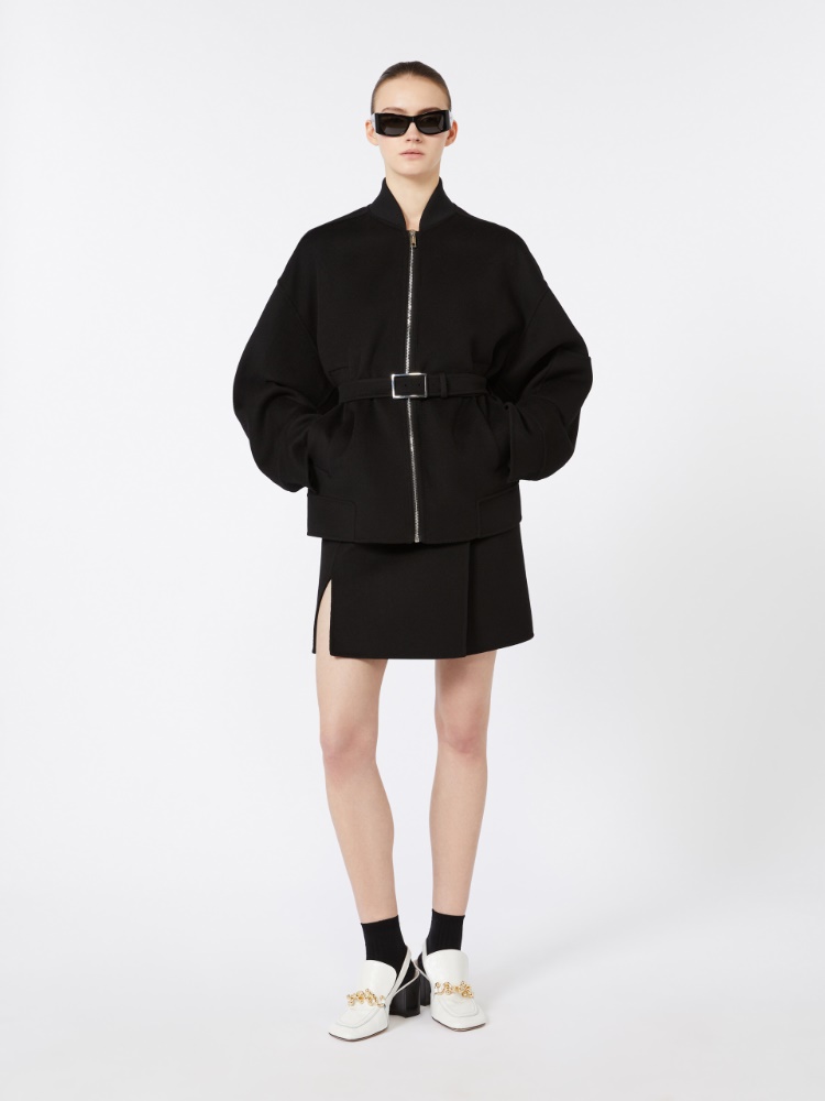 Blouson bomber surdimensionné en laine - NOIR - Max Mara