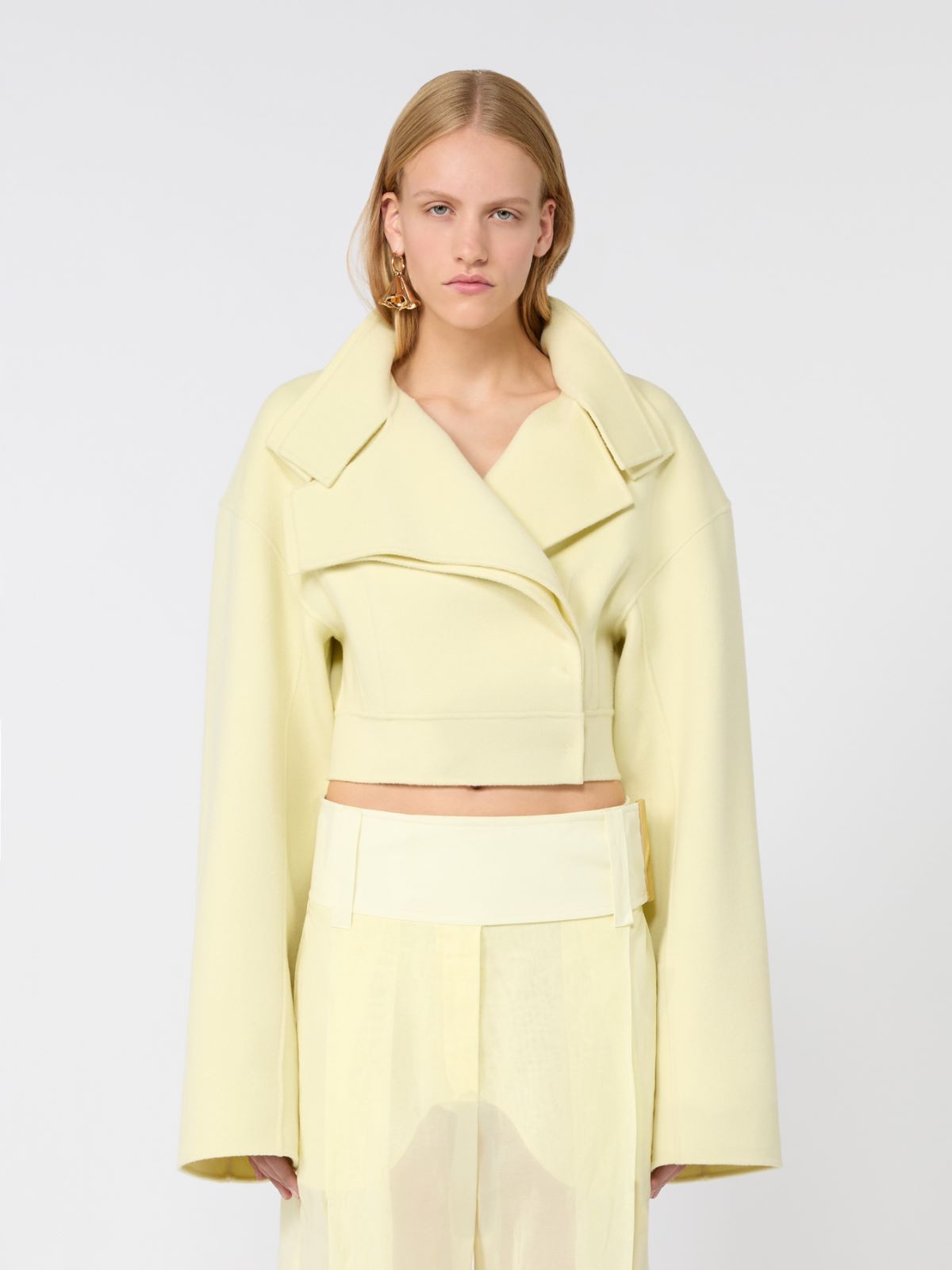 Pure wool biker jacket - LIGHT YELLOW - Max Mara - 2