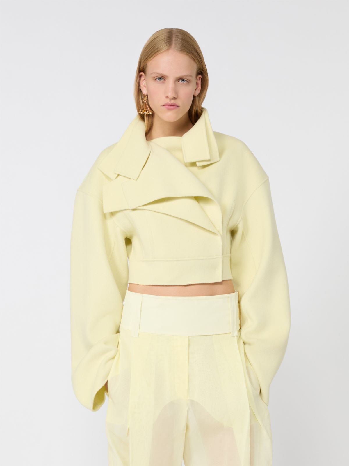 Pure wool biker jacket - LIGHT YELLOW - Max Mara - 4