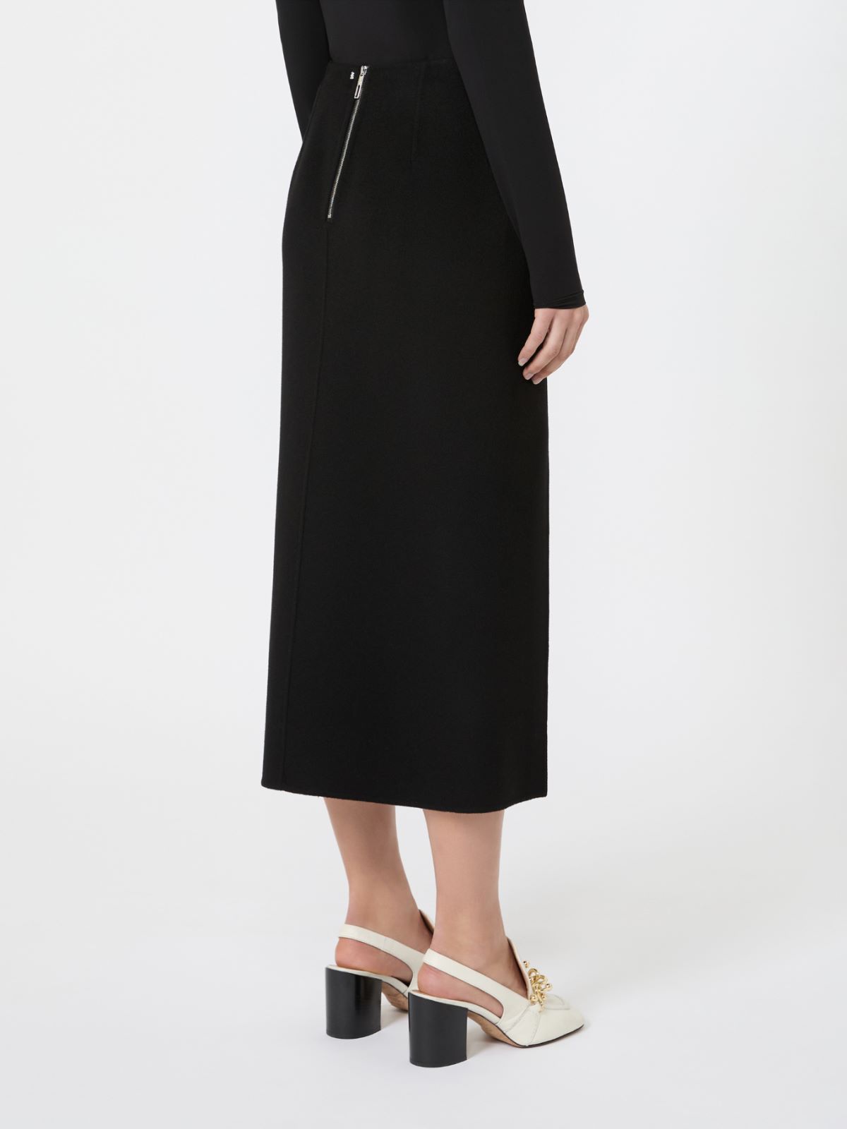 Long double-faced wool skirt - BLACK - Max Mara - 5