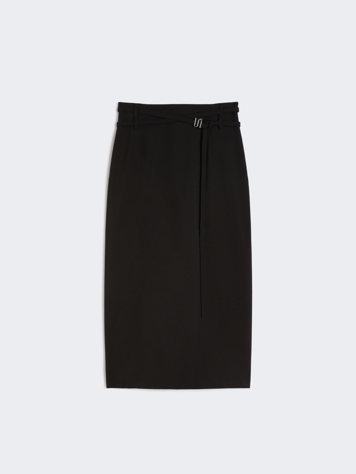 Long wool skirt with belt - BLACK - Max Mara - 9