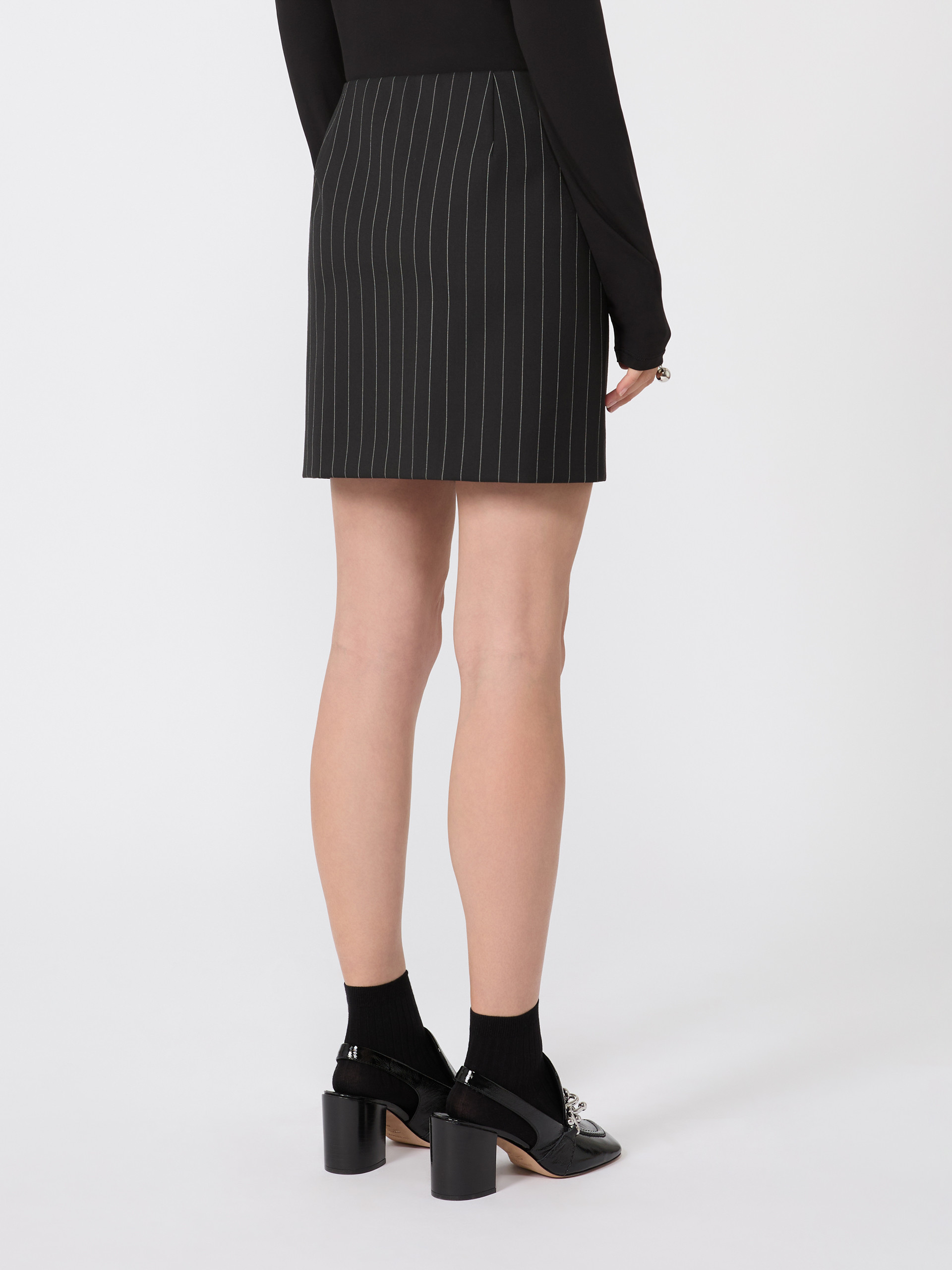 Pinstripe gabardine mini skirt - BLACK - Max Mara - 3