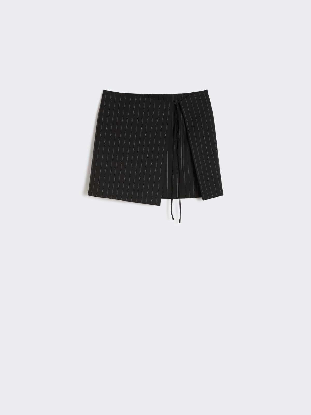 Pinstripe gabardine mini skirt