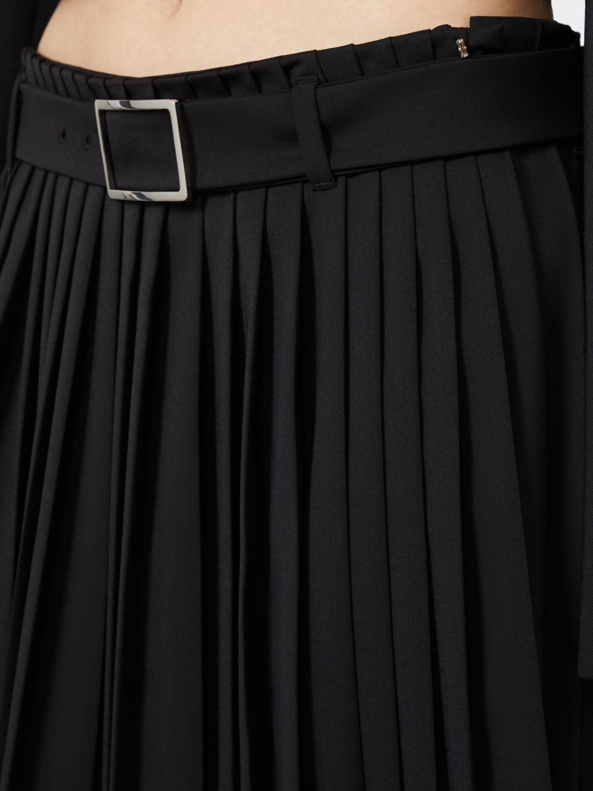Plissé-pleated gabardine skirt - BLACK - Max Mara - 9