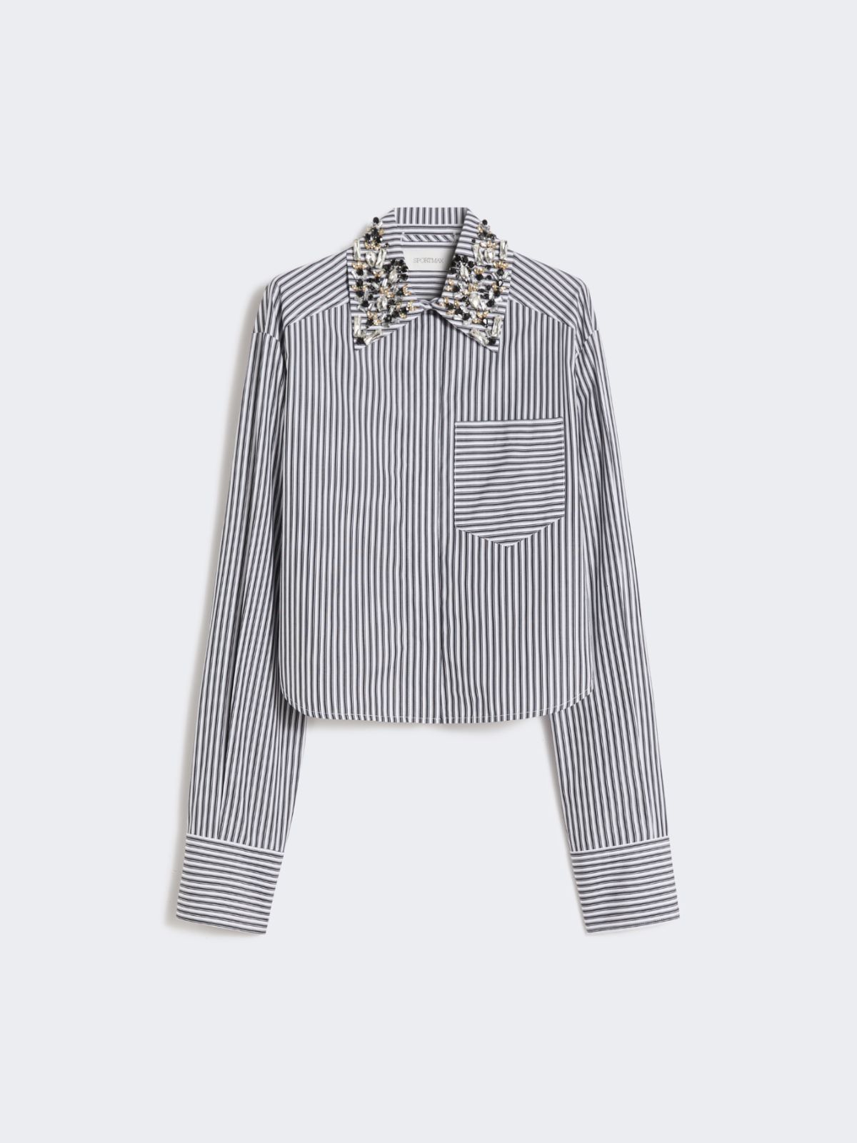 Striped poplin cropped shirt - BLACK - Max Mara - 6
