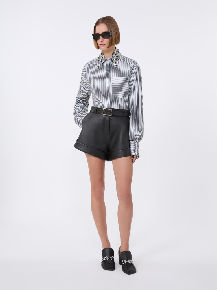 Striped poplin cropped shirt - BLACK - Max Mara