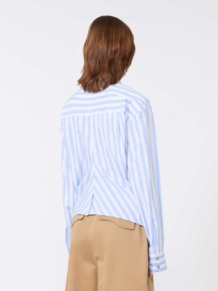 Striped poplin shirt - LIGHT BLUE - 3