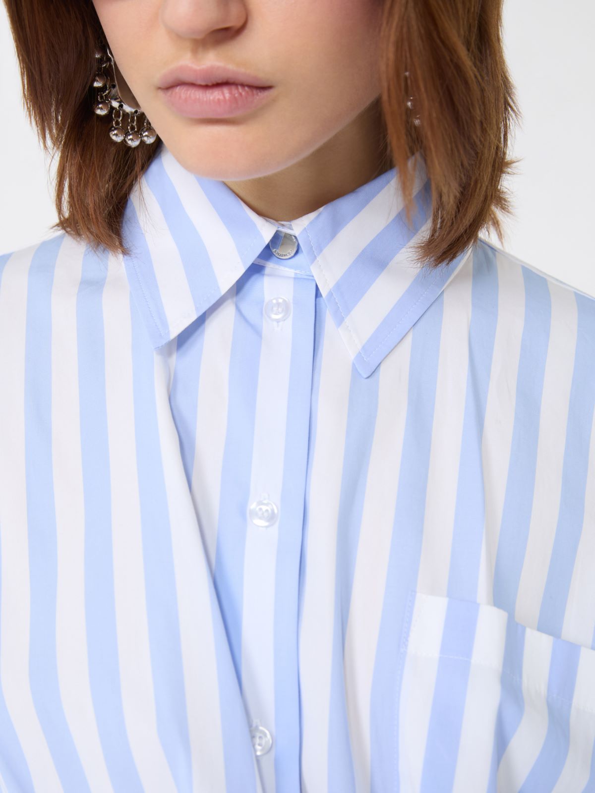 Striped poplin shirt - LIGHT BLUE - 5
