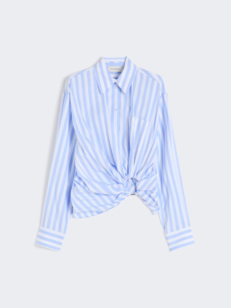 Striped poplin shirt - LIGHT BLUE - 6