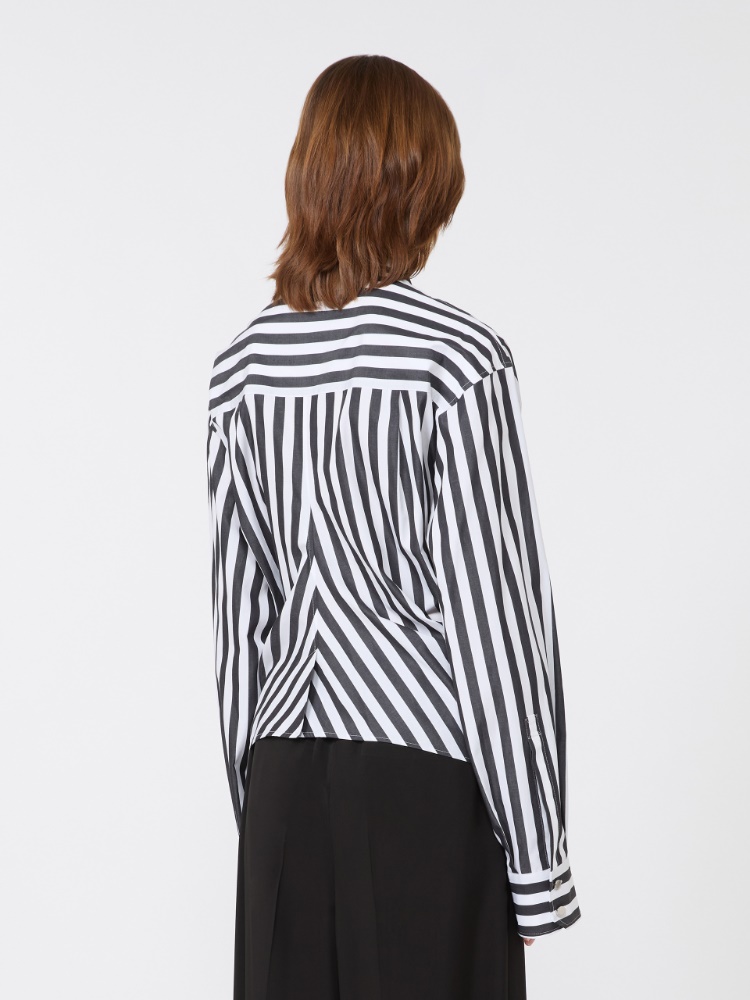 Striped poplin shirt - BLACK - 3