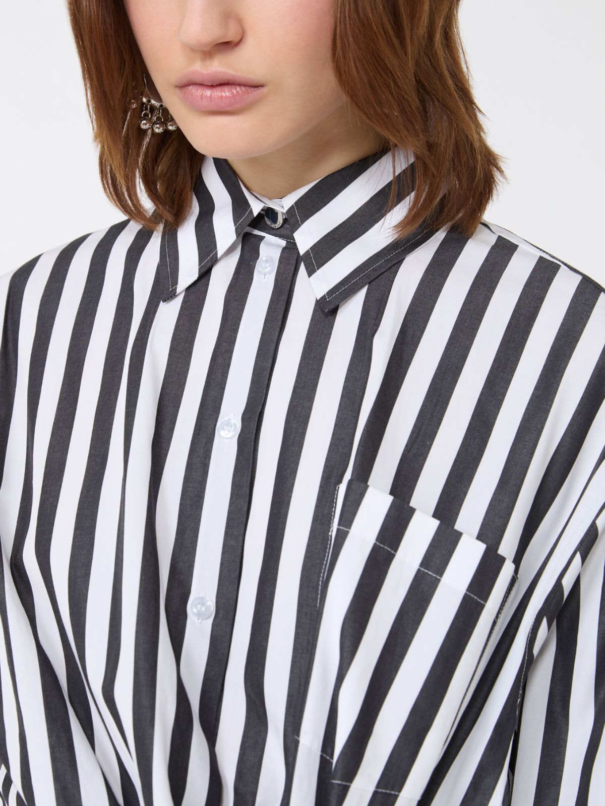 Striped poplin shirt - BLACK - 5