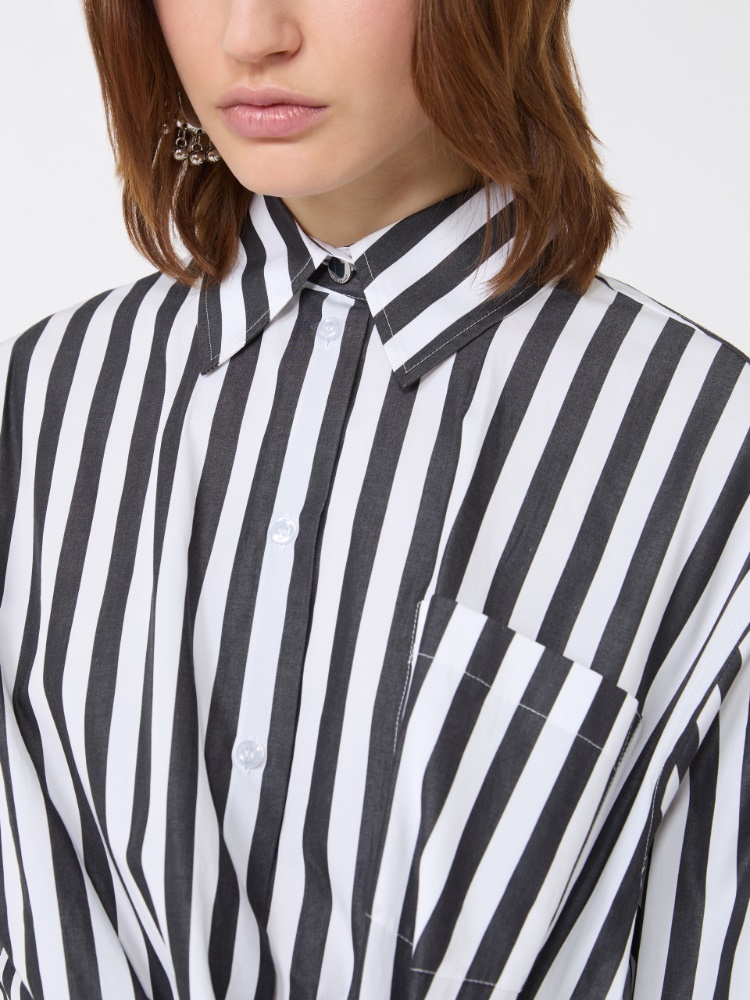 Striped poplin shirt - BLACK - 5