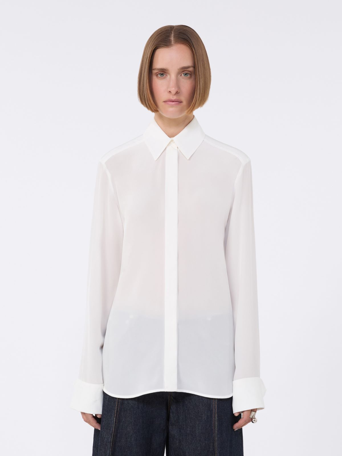 Slim-fit silk shirt - WHITE - Max Mara - 6