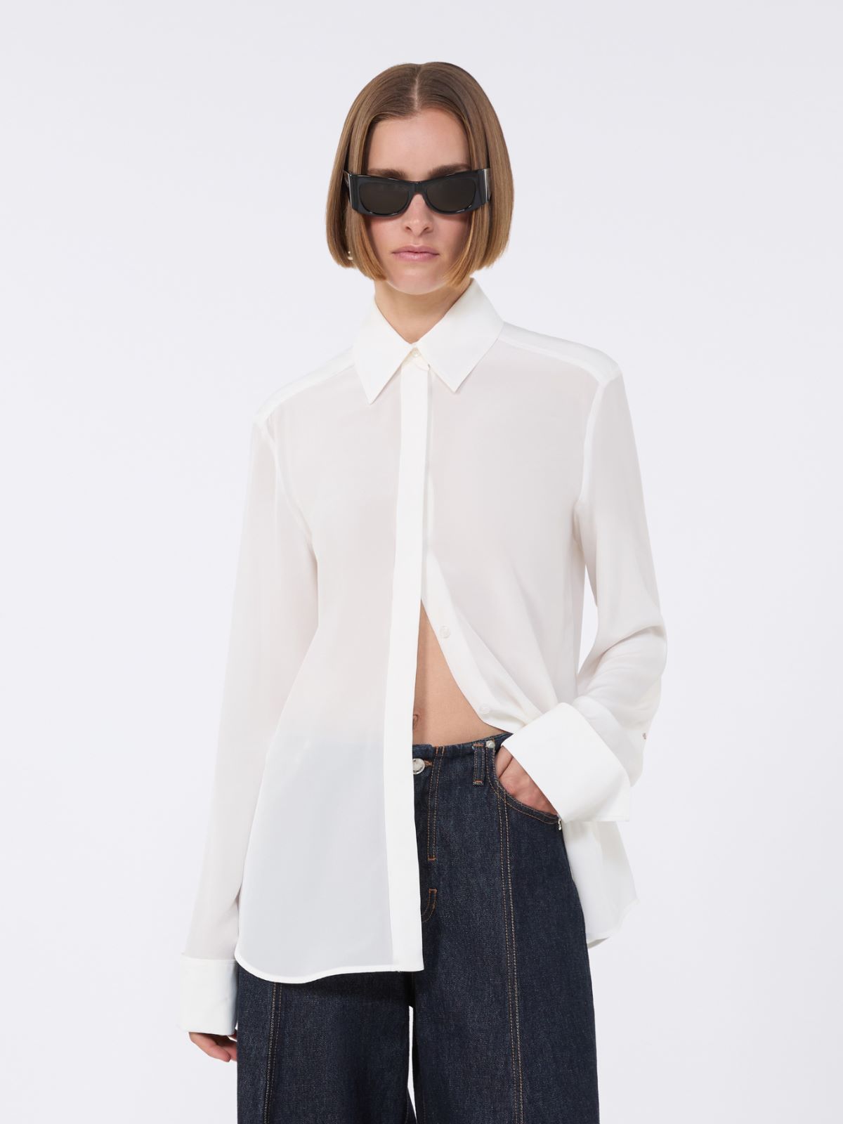 Slim-fit silk shirt - WHITE - Max Mara - 6