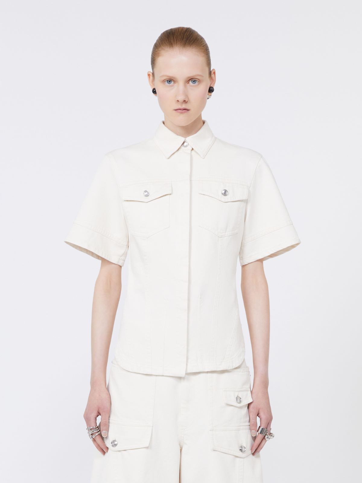 Slim-fit bull denim shirt - BEIGE - Max Mara - 2