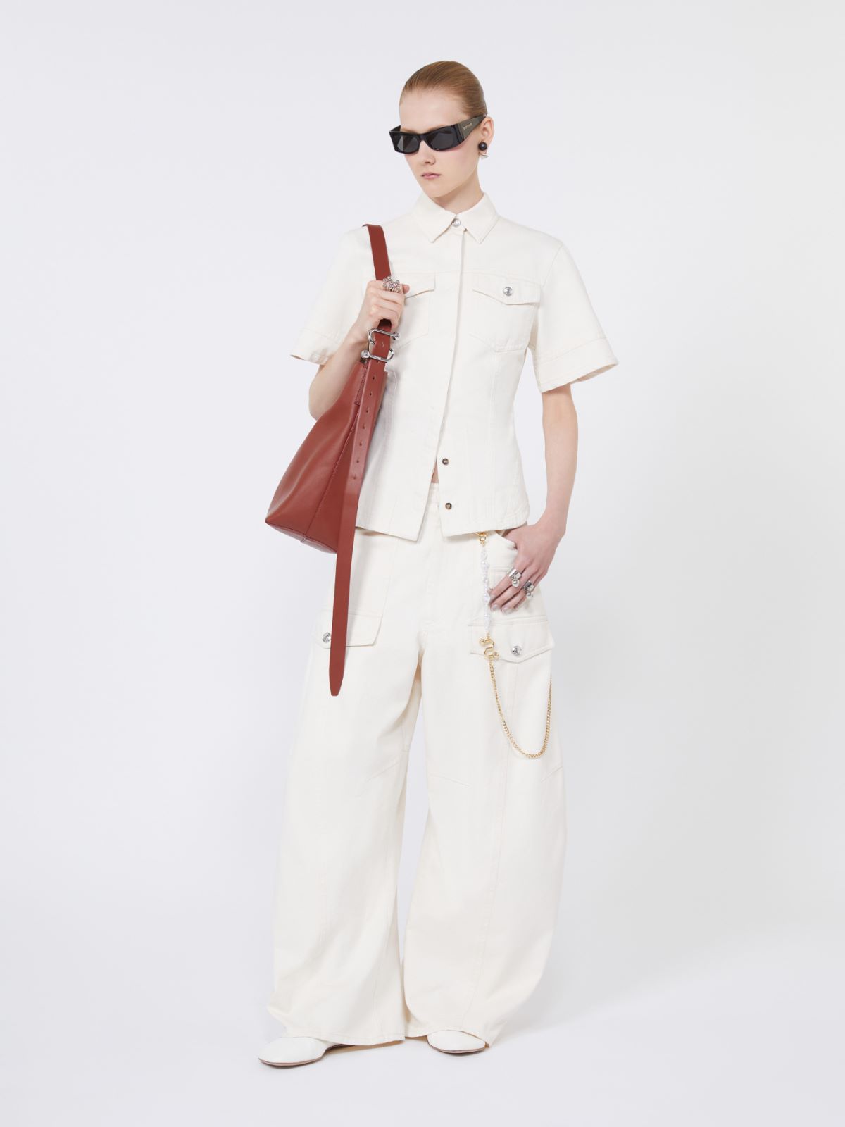 Slim-fit bull denim shirt - BEIGE - Max Mara