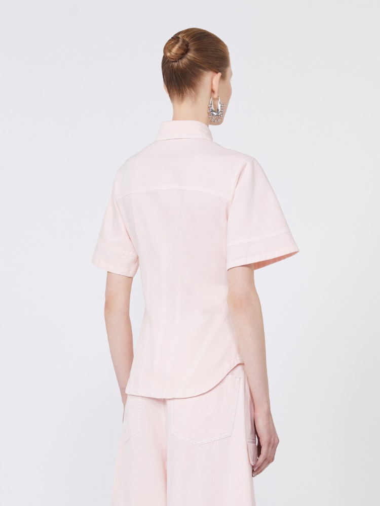 Slim-fit bull denim shirt - PINK - 3