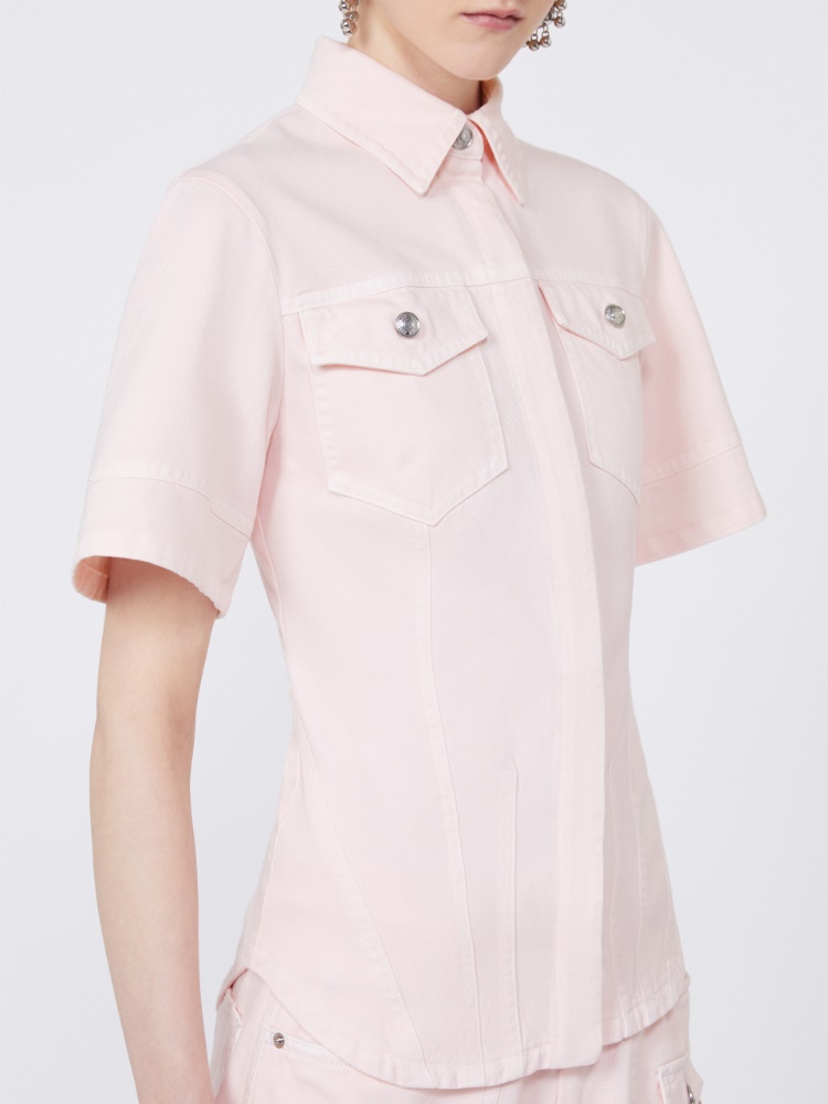 Slim-fit bull denim shirt - PINK - 5